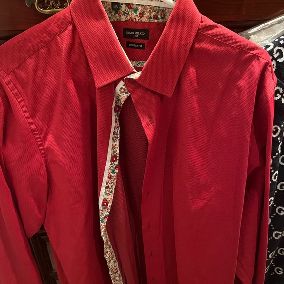 Beautiful Italian fashion dress shirt size 16.5. Red in color with such style. - Picture 1 of 6